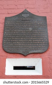 Plaque Mounted At The Site Of The Battle Of San Juan Hill In Santiago De Cuba Describing The Battle That Took Place There.