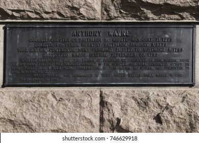 plaque on the Anthony Wayne statue at Valley Forge National Historical Park by Henry K. Bush-Brown