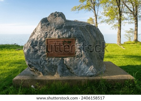 Plaque on a Boulder at The Lake Erie Community Park, USA
