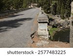 Plaque on The Canyon Bridge on North Rim Trail along the Yellowstone River in Yellowstone National Park, Wyoming