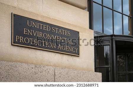 Plaque sign on the outside of the United State Environmental Protection Agency.