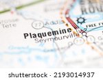 Plaquemine. Louisiana. USA on a geography map