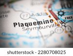 Plaquemine. Louisiana. USA on a geography map