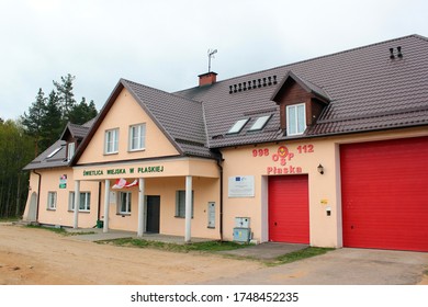 Plaska, Poland - May 2, 2019: Village Community House And Fire Department In Plaska, A Village In Augustow County, Podlaskie Voivodeship, In North-eastern Poland.