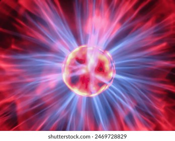 Plasma ball core in macro with rays