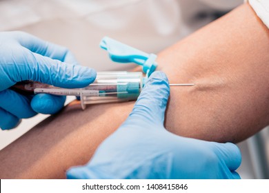 Plasma lifting - blood sampling from a vein to separate plasma in a centrifuge