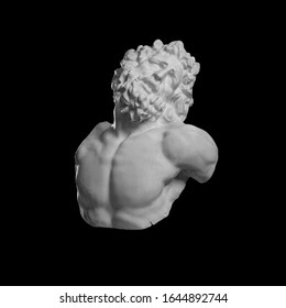 Plaster bust of Laocoon on a black background