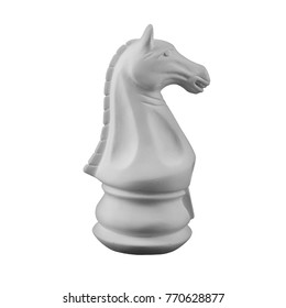 plaster figurine chess piece horse  white background