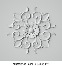 Plaster relief, embossed pattern white background.
