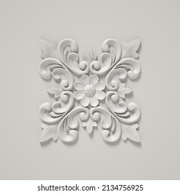 Plaster relief, embossed pattern white background.