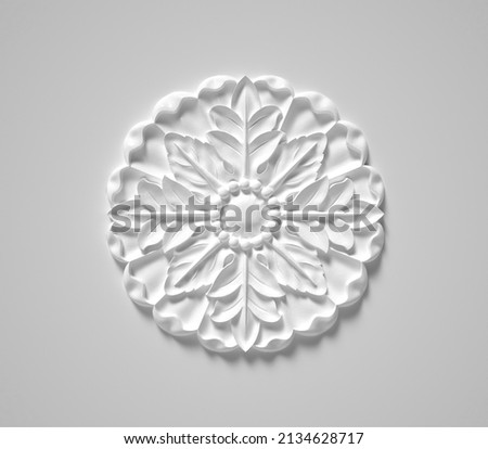 Plaster relief, embossed pattern white background.