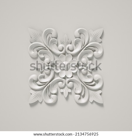 Plaster relief, embossed pattern white background.