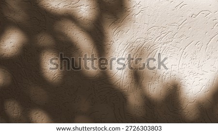 Plaster Wall Soft Texture Surface. Shadow Pattern Frontview Warm Beige