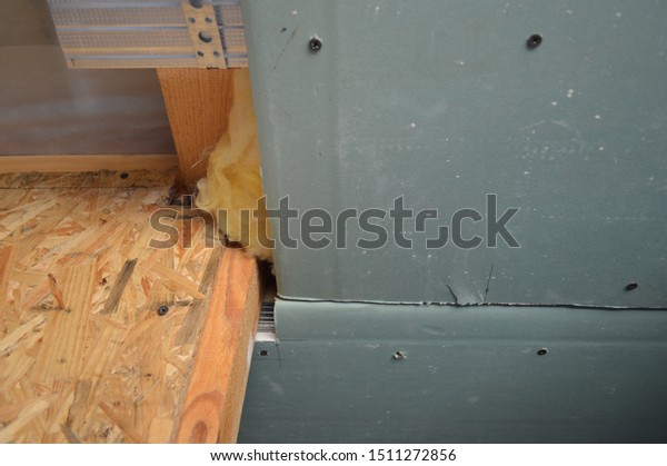 Plasterboard Installation On Ceiling Wall Stock Photo Edit