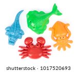 plastic animal of beach toys isolated on white background