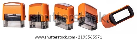 Plastic automatic stamp on an isolated background.