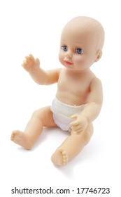 Plastic Baby Doll On Isolated White Background