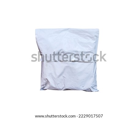  Plastic bag or envelope poly mailer parcel packaging delivery for shipping online by postal isolated on white background , clipping path