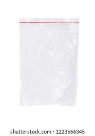 Plastic Bag Zipper Closeup Isolated On White Background