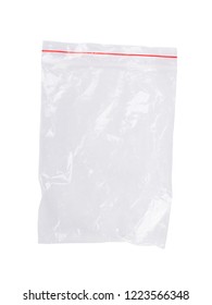 Plastic Bag Zipper Closeup Isolated On White Background