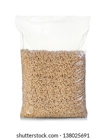Plastic bags of wood pellets