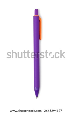 Plastic ballpoint pen with button close-up isolated on white background