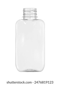 Plastic beverage bottle flat shape disposable (with clipping path) isolated on white background