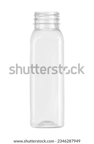 Plastic beverage bottle square shape disposable (with clipping path) isolated on white background