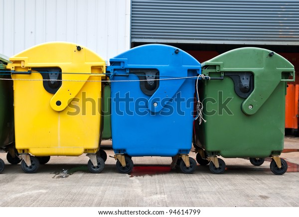 Plastic bins in recycle\
center