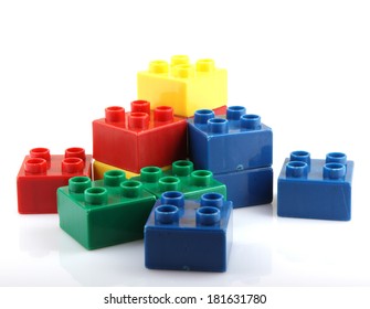 Plastic Building Blocks Isolated On White Stock Photo (Edit Now) 481868098