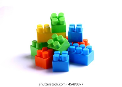 Plastic Building Blocks Isolated On White Stock Photo (Edit Now) 578277199