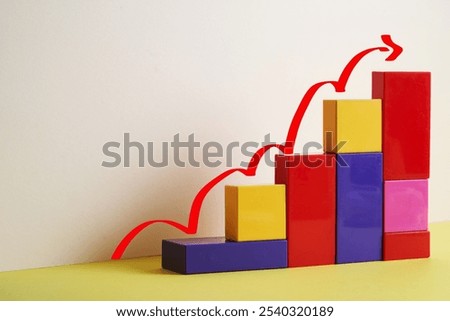 plastic blocks as increasing graph bar, infographic diagram
