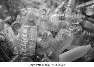 plastic bottle black and white field,Recyclable waste concept.