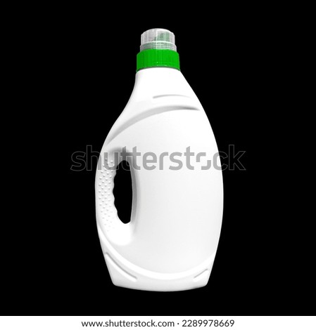 Plastic bottle for detergent cleaning agent iIsolated on black background. Plastic bottle isolated with clipping path. Empty space for text