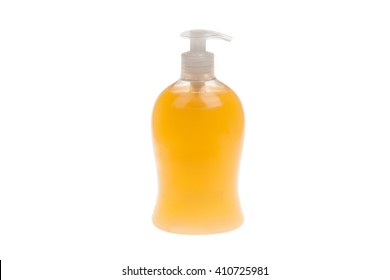 Plastic Bottle With Liquid Soap, Isolated On White