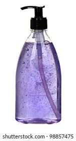 Plastic Bottle With Liquid Soap On A White Background