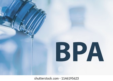 Plastic Bottle And Liquid Stream. Bisphenol, BPA FREE Plastic Photo