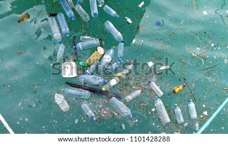 Plastic bottle in the ocean sea water 