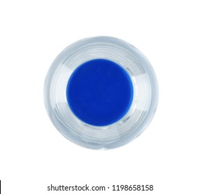 Plastic Bottle With Pure Water On White Background, Top View