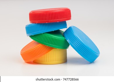 Plastic bottle screw caps isolated on white background - Powered by Shutterstock