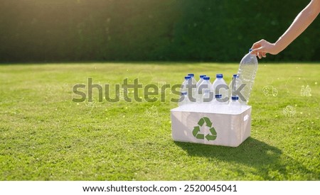 Plastic bottle for separating recycle materials from the garbages. Recycling in environmental sustainability and reducing carbon emissions, protect the environment, reducing waste, recycling materials