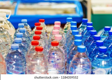 Plastic Bottles With Drinking Water In The Store