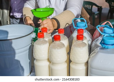 Plastic Bottles With Fermented Milk Product.Kumiss