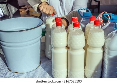 Plastic Bottles With Fermented Milk Product.Kumiss