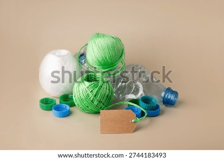 Plastic bottles recycling into polyester yarn thread craft
