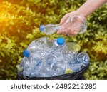 Plastic bottles waiting to be taken to recycle.