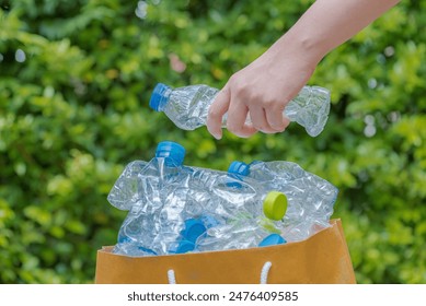 Plastic bottles waiting to be taken to recycle.