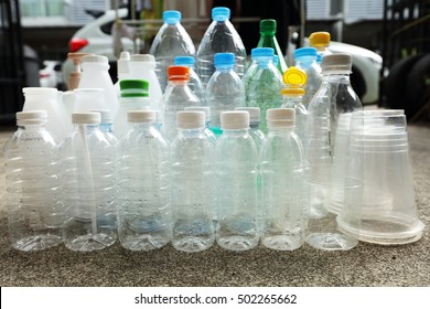 Plastic bottles,plastic ware made from polymer for re use and recycle concept