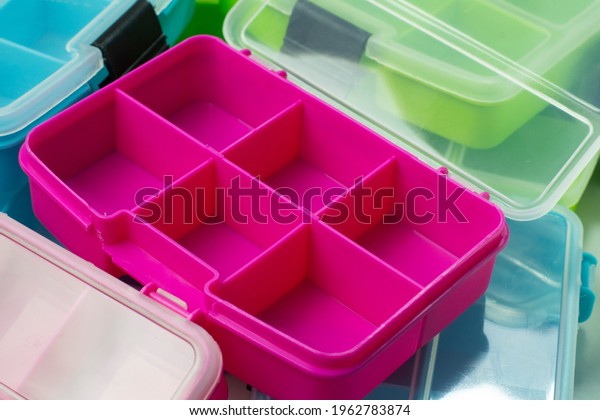 Plastic box with\
compartments for small 