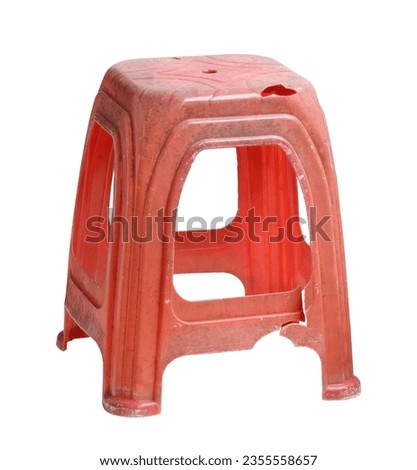 Plastic broken chair (with clipping path) isolated on white background
